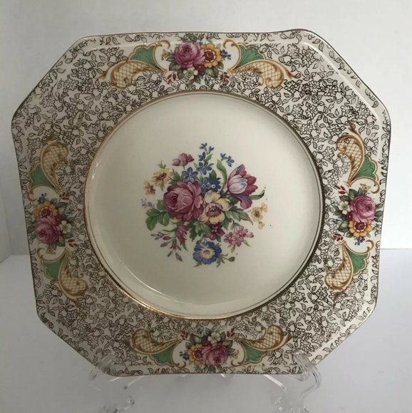 Palissy Octagon Chintz Floral Plate - Picture 1 of 4